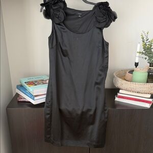 Ann Taylor Black Sleeveless Dress with Floral Details